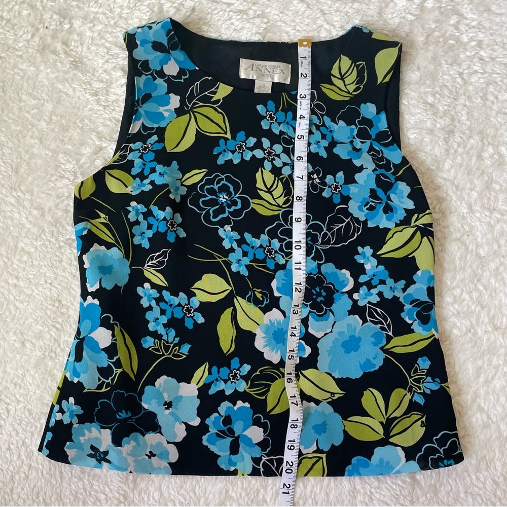 Annex Petite Blue Floral 2pc Skirt Matching Set Sleeveless Midi Small 2000s - Picture 11 of 13